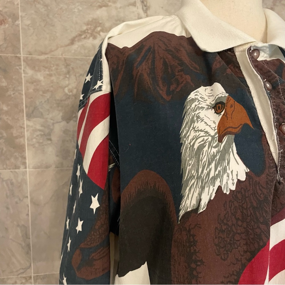 American Summer USA Flag Eagle Patriotic Polo Shirt - Picture 4 of 10